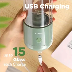 Hyundai Portable Fruit Blender Portable Extractor Blender Usb Rechargeable 4 Blades 400ml - Image 2