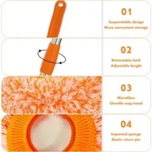 Sunflower mop  longer Ceiling Fan Duster Absorb Dust mop180cm Adjustable Telescopic Removable Washable Super Cilia Superfine Fiber Wall Cabinet Window Clean tool - Image 2